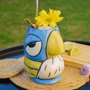 vaso-tiki-lorito-azul-frente